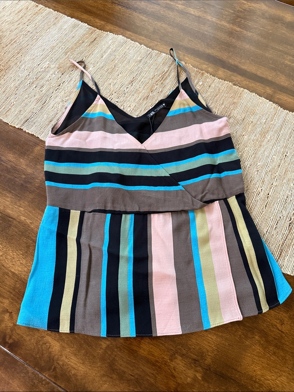 Striped V-Neck Spaghetti Strap Top - Multi Zara